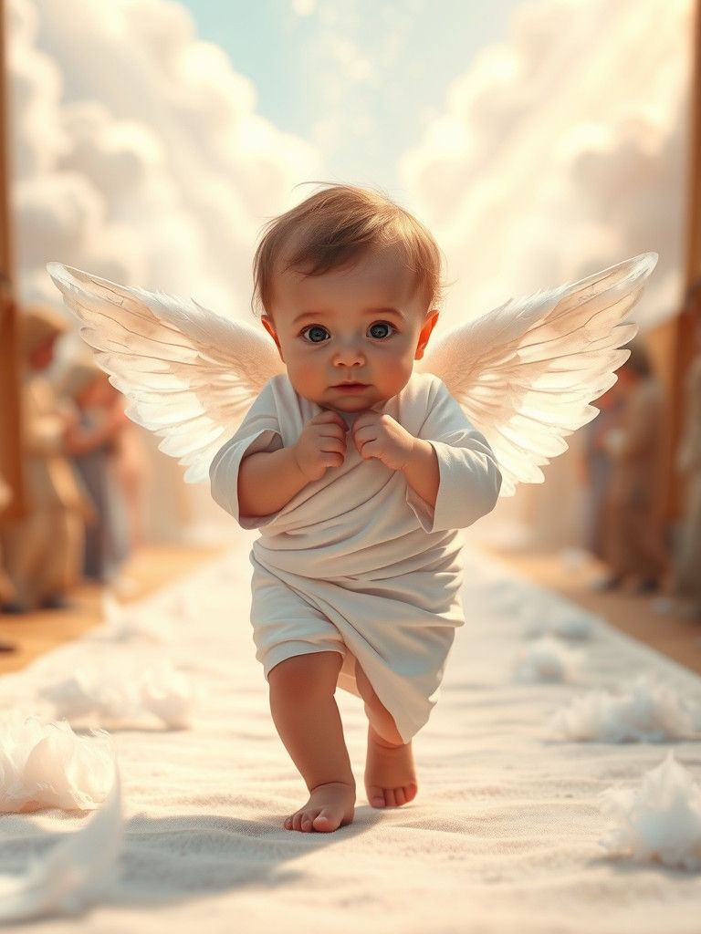 Winged Angel Baby on Nativity Fashion Runway