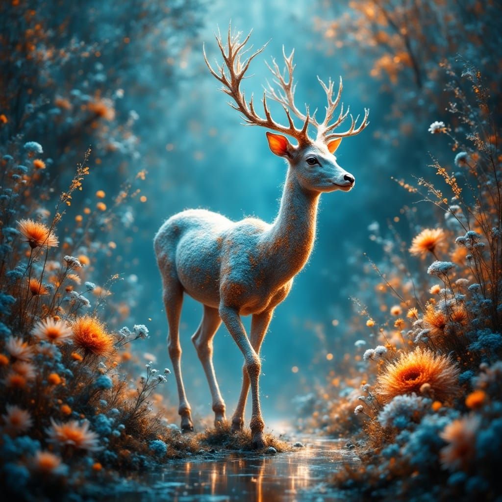Stardust Deer in Dreamlike Realm: Concept Art