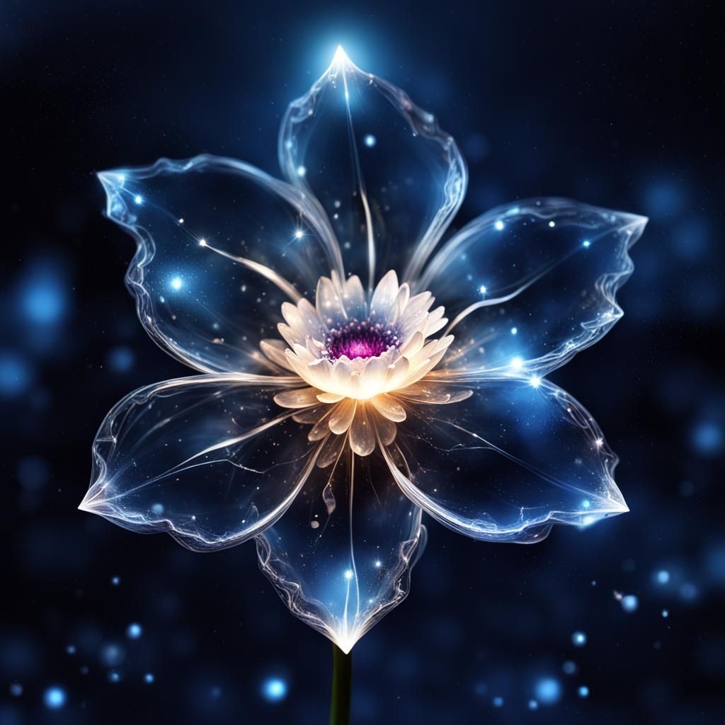 Glowing Crystal Flower in a Magical Universe