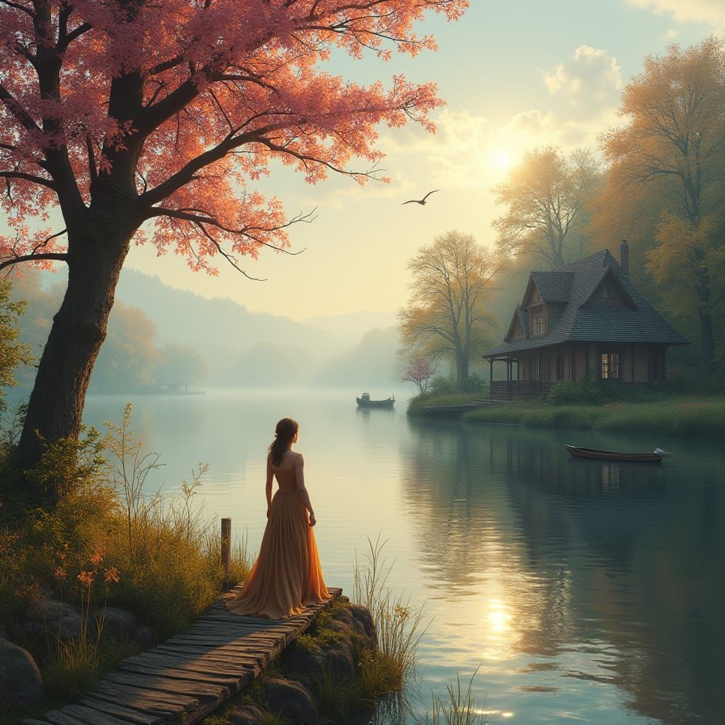 Ethereal French Cottage by Serene Lake