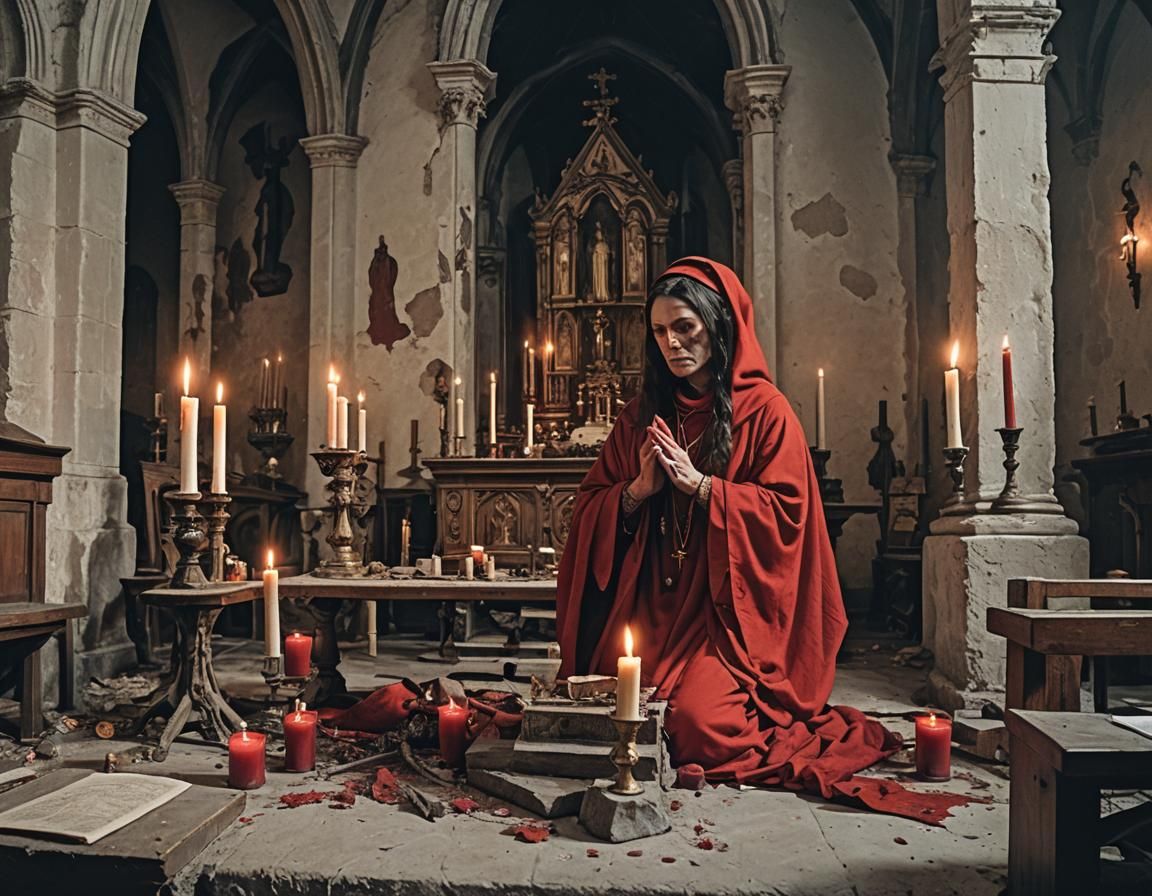 a candle for the devil, in a deconsecrated church