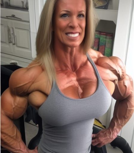 Extremely Muscular Female Bodybuilder Mom