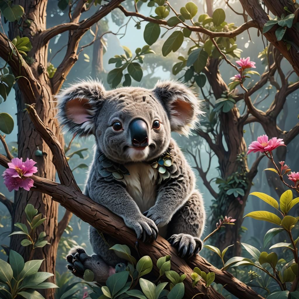 Cute Koala in Detailed Matte Painting Style