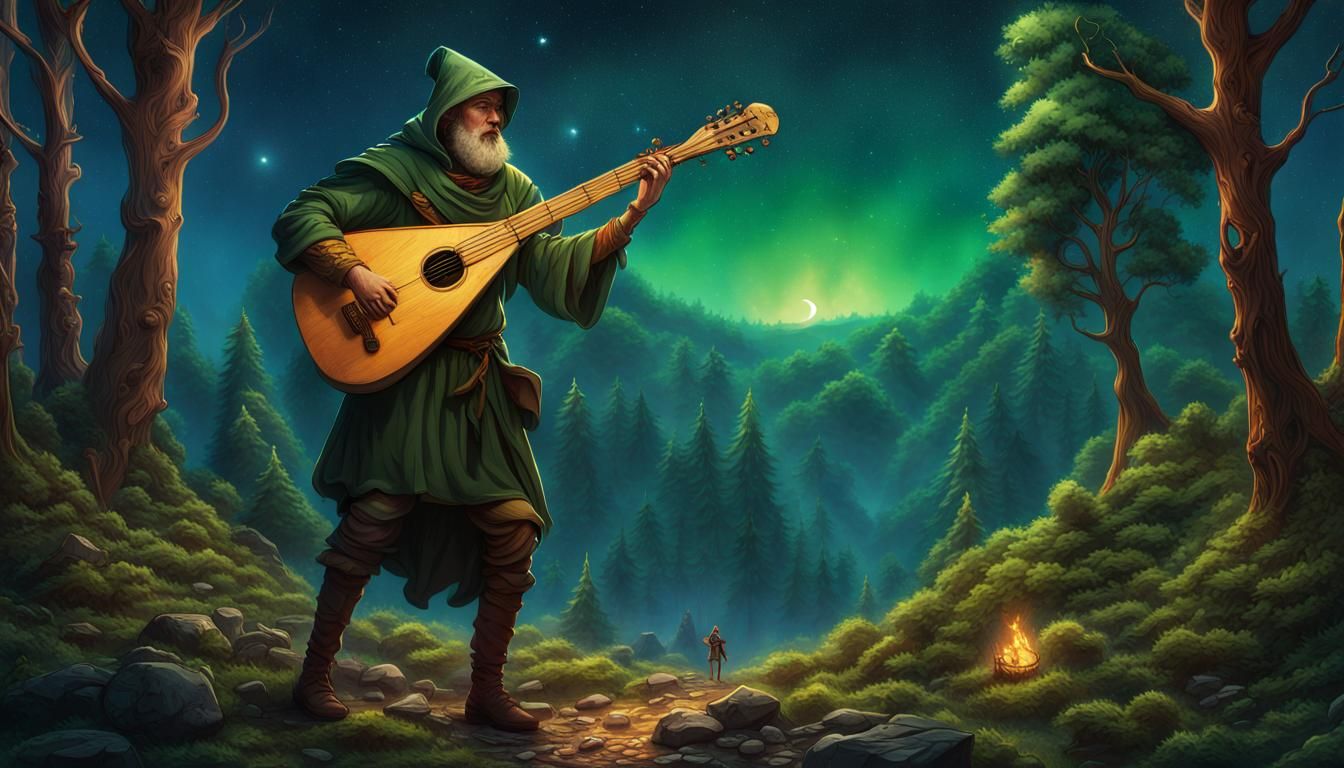 Medieval Musician Witnesses Fireball in Starry Sky