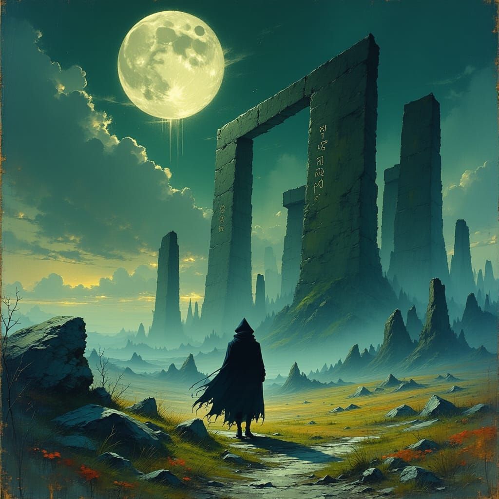 Mysterious Figure at Ancient Stone Circle