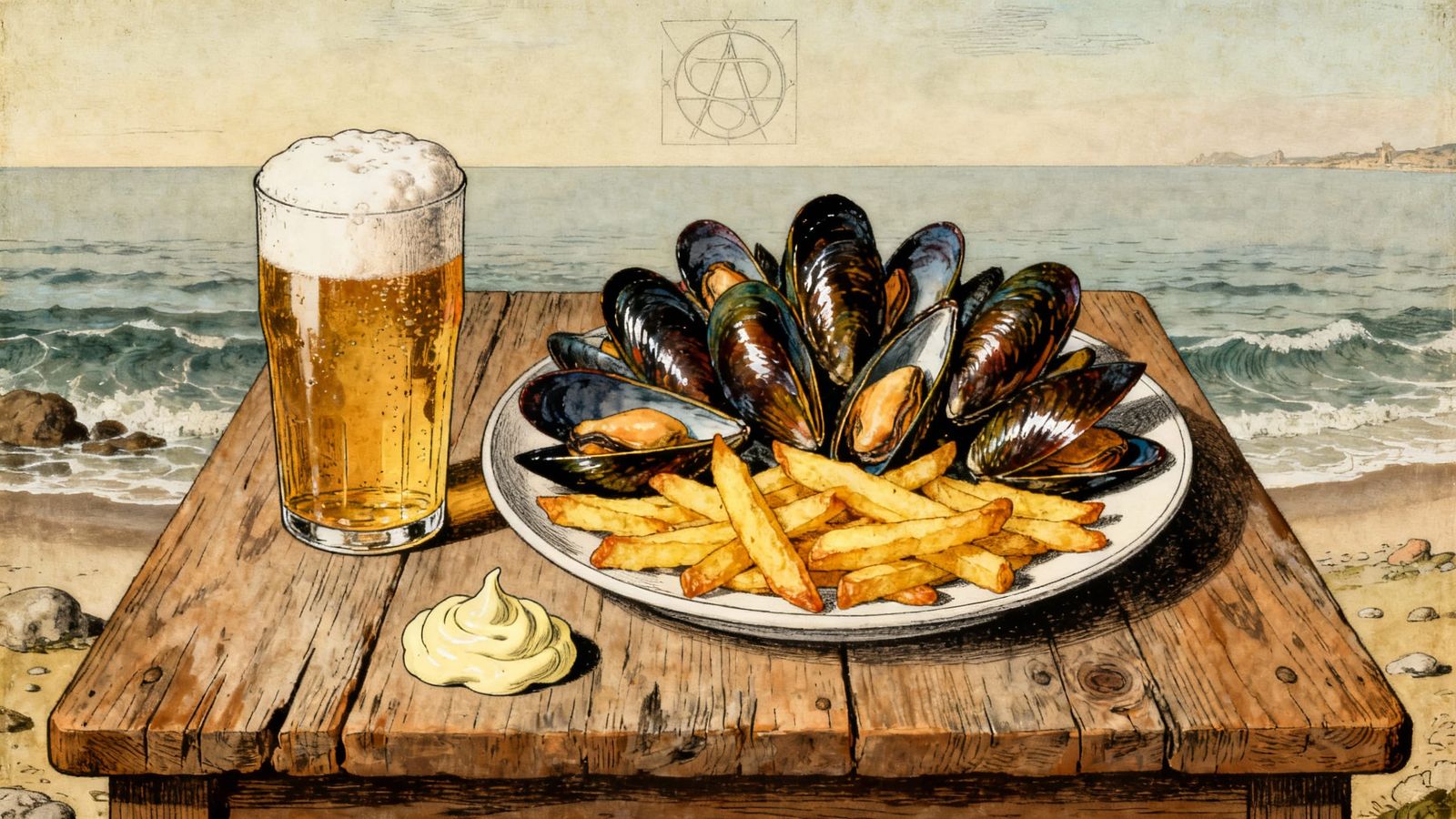 Belgian Delicacies by the Sea in Ligne Claire Style