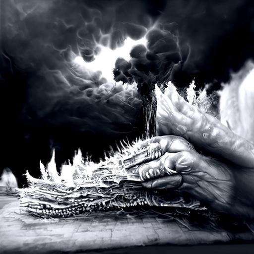 Hyperdetailed Charcoal Drawing of God's Wrath