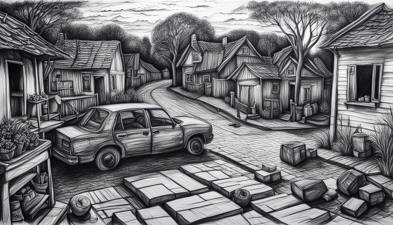 Hyperdetailed Charcoal Drawing During Golden Hour