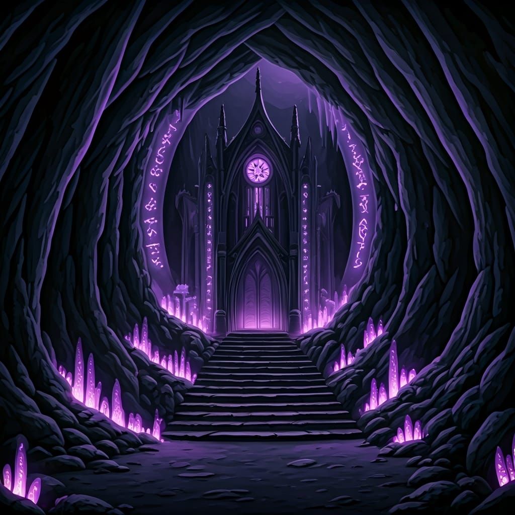 Subterranean Drow Outpost with Bioluminescent Fungi