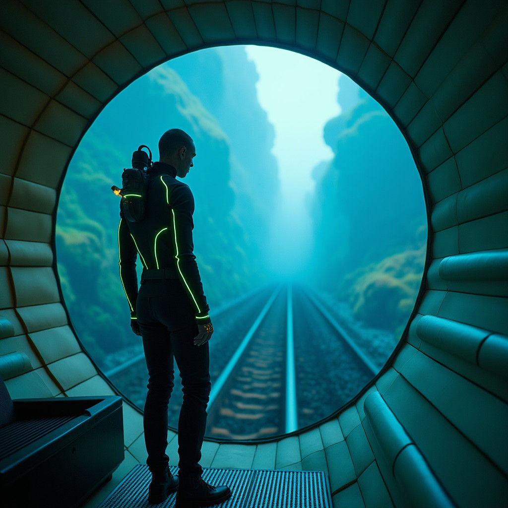 Alien Train Car Interior in Biomechanical Cyberpunk Style