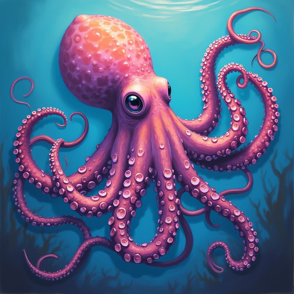 Dada Octopus in Neon Pastel Airbrush