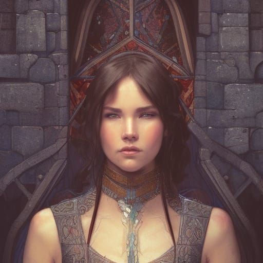 Medieval Castle Gaze: Hyperdetailed Digital Portrait