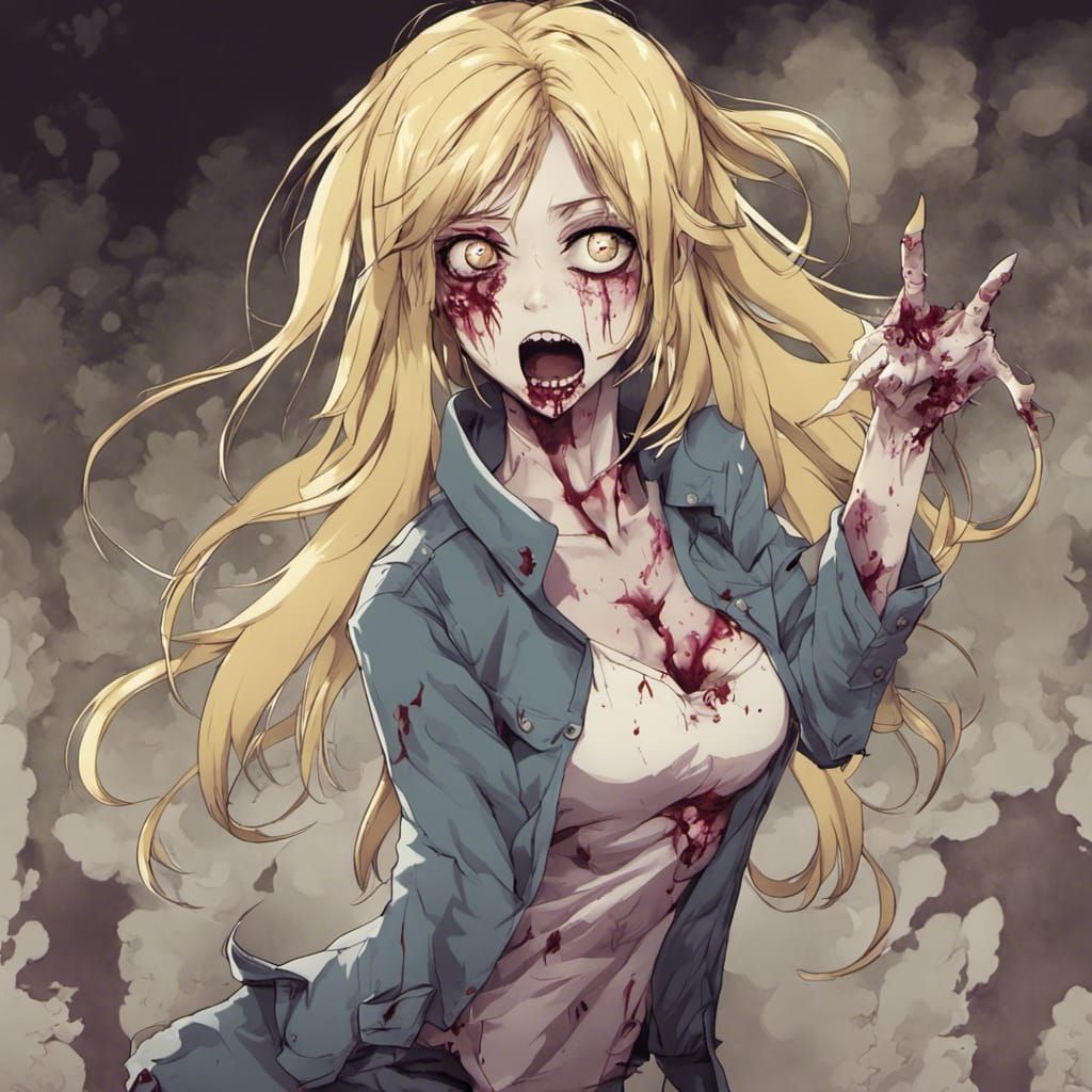 Anime-Style Blonde Zombie Key Visual