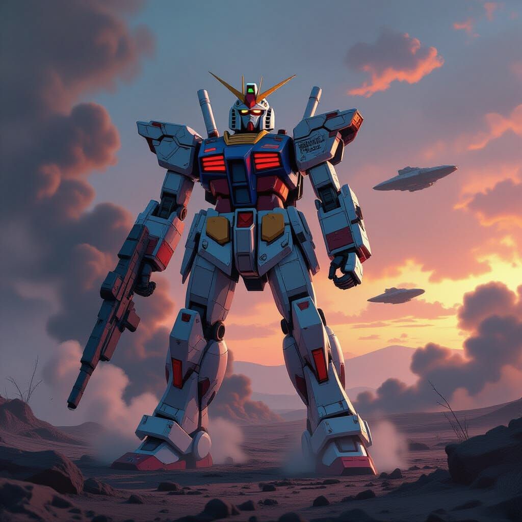 Battle-Worn Gundam on Alien Planet