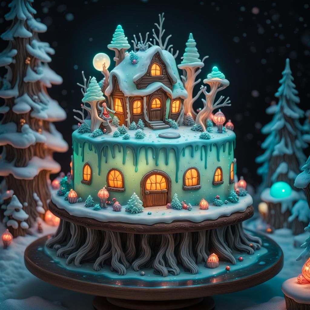 Bioluminescent Christmas Cake Winter Wonderland