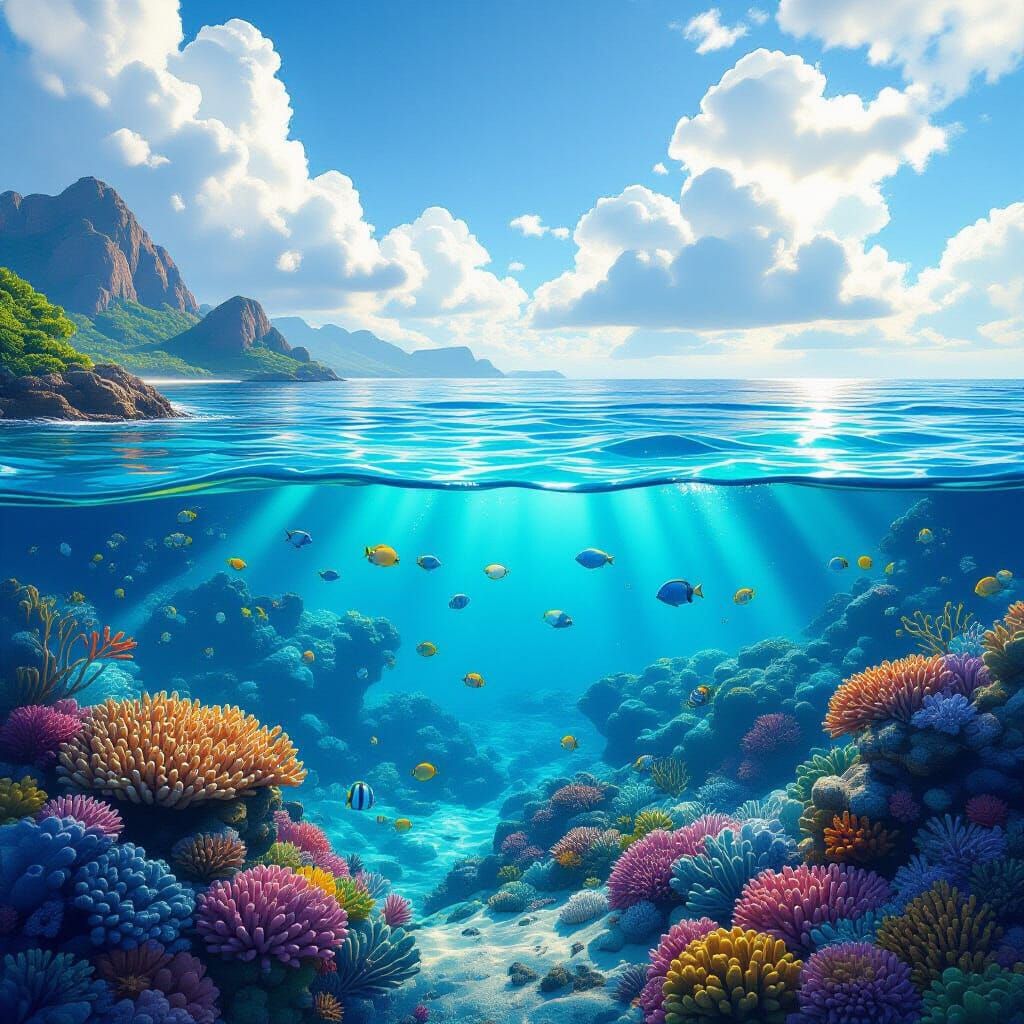 Lush Coral Reef Ecosystem in Detailed Matte Painting