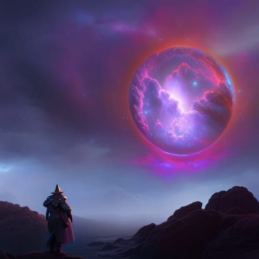 Wizard Creates a New World in Synthwave Style