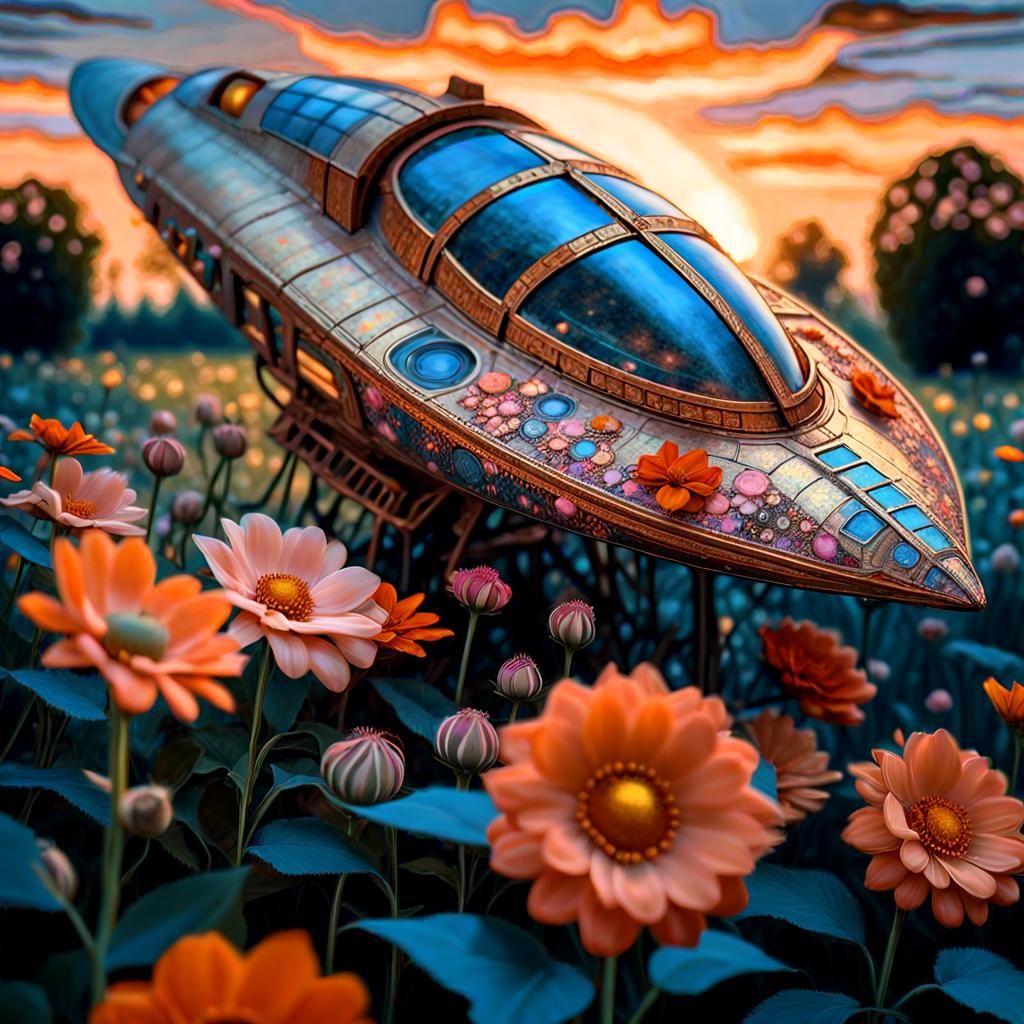 Spaceship Among Flowers: Symbolist Art in Pastel Colors