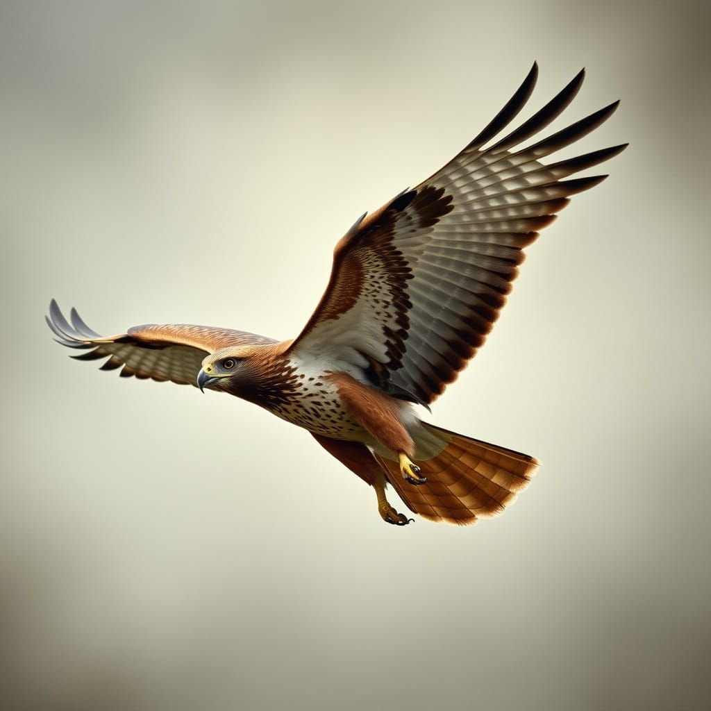 Hawk in Flight, Ornithological Art