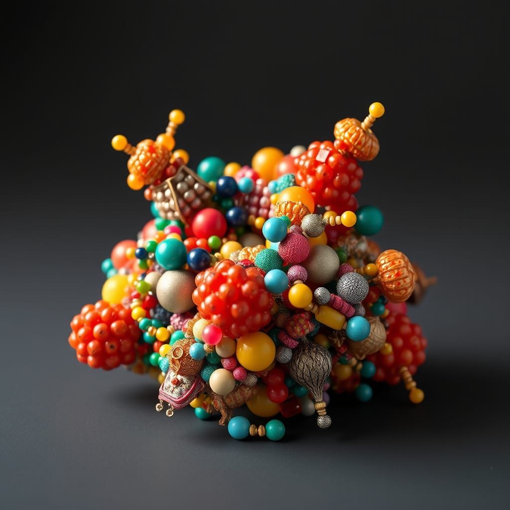 Intricate 3D Bead Sculpture in Digital Art Style
