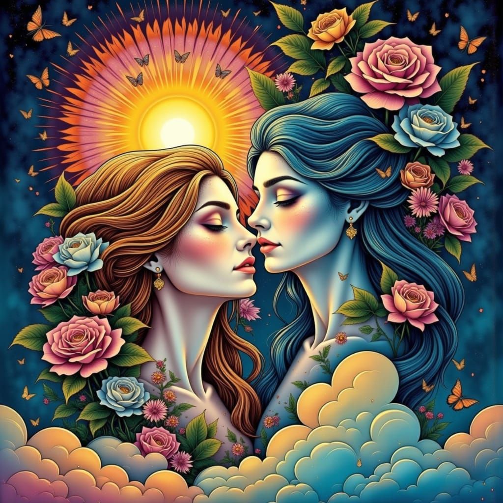 Surreal Awakening of Eve and Adam, Celebrating Partnership a...