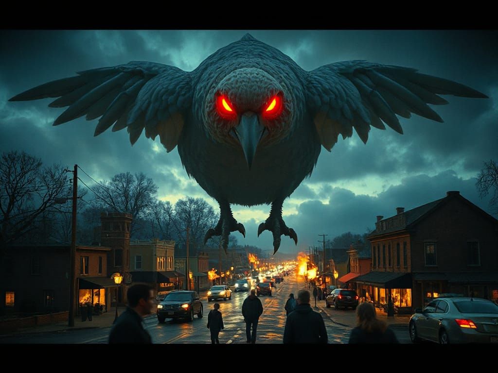 Giant Budgie Attacks Midwestern Town in 1950s Horror Style