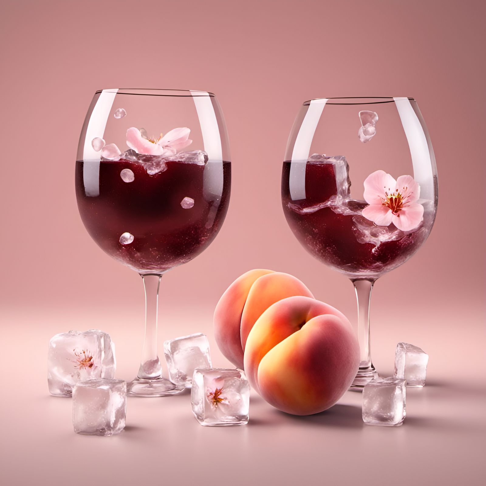 Wine Glass Still Life with Peaches and Blossoms