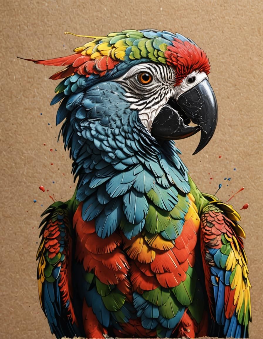 Detailed Sketch of a Colorful Parrot