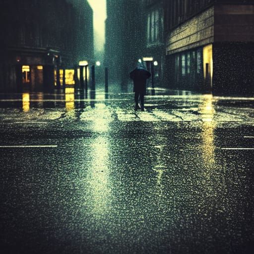 Rainy Cityscape: Moody Oil Painting Concept Art