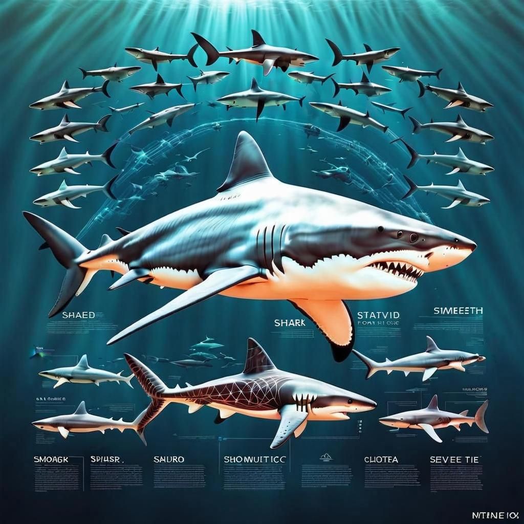 Surreal Cyberpunk Shark Anatomy Double Exposure