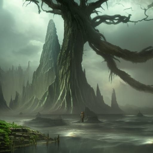 Eldritch Temple of Elder Gods in Doré Style