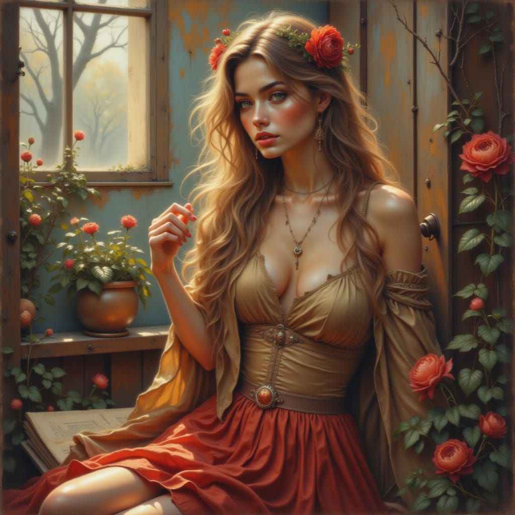 Beautiful Woman in Pleated Skirt