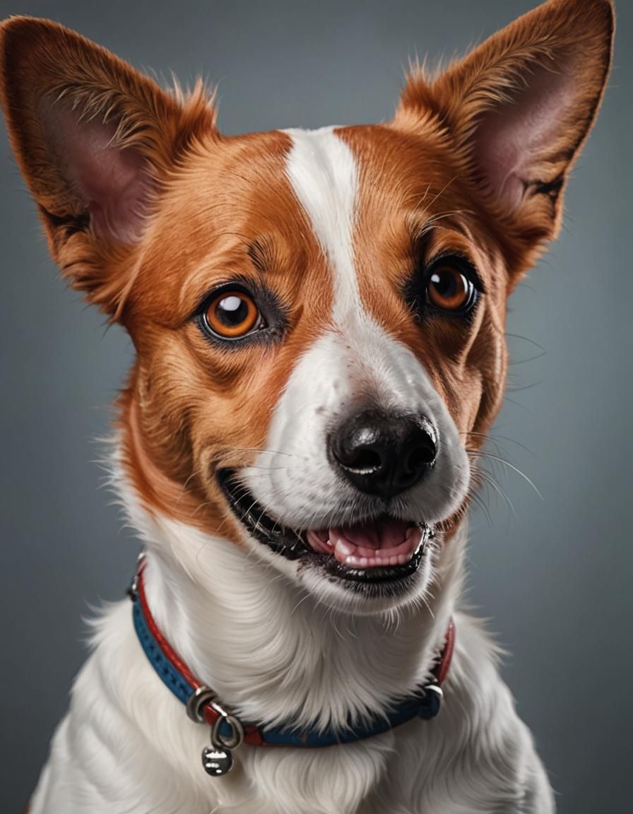 Vibrant Red Jack Russell Dog Portrait in High Contrast Light...