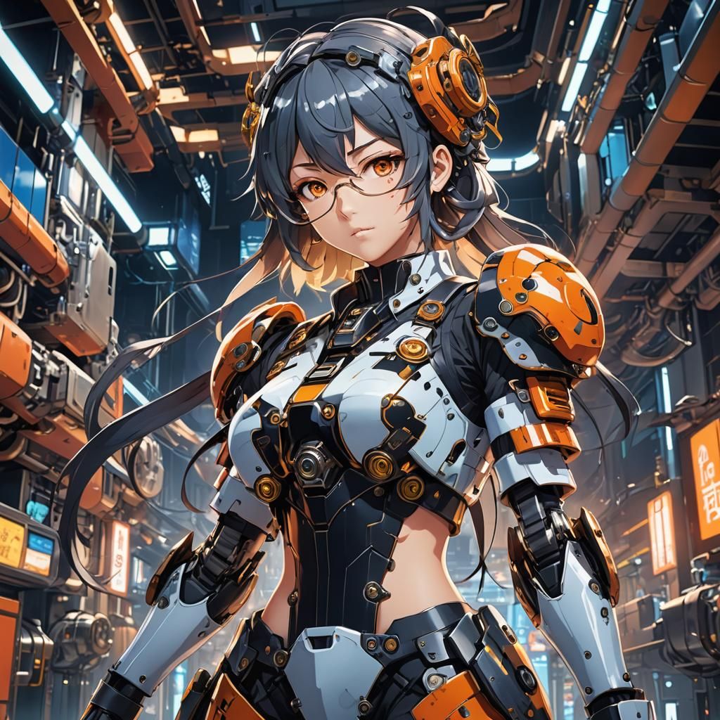 Anime Waifu Girl with Sci-Fi Outfit in 3D CGI