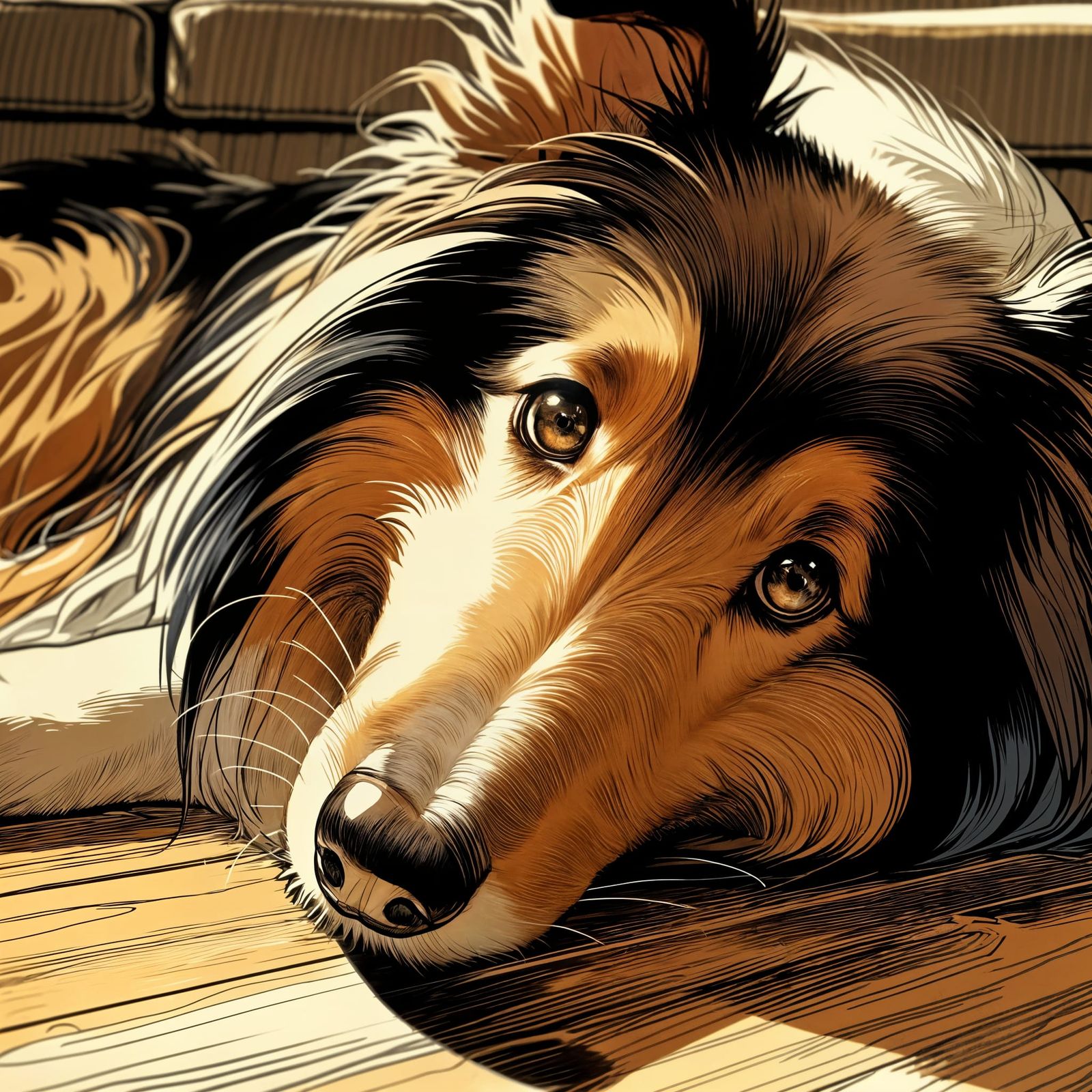Warm Collie Portrait in Anime-Inspired Realism