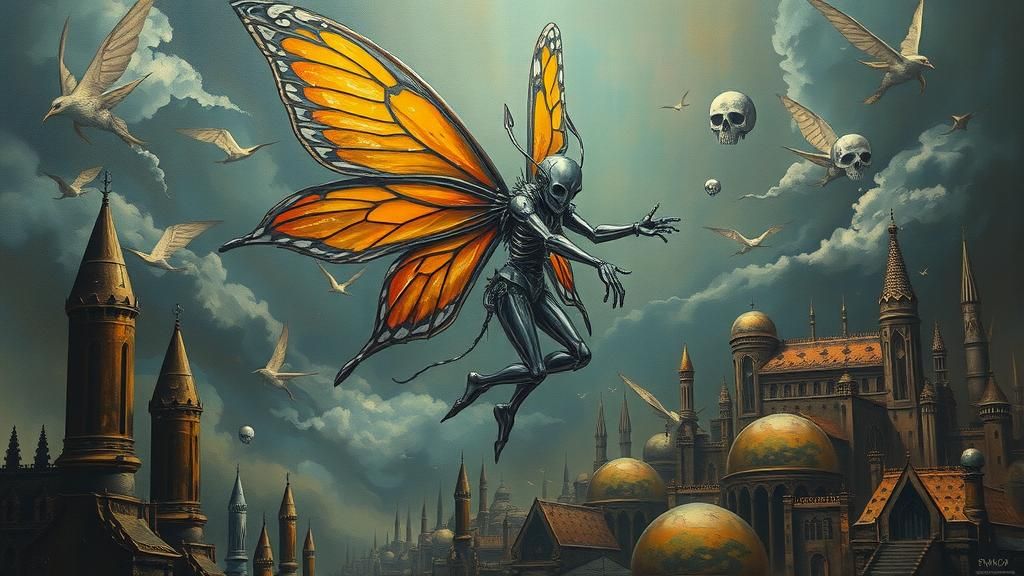 Metallic Fairy Emerges from Apocalyptic Dreamscape