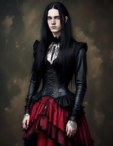 Man in Gothic Dress with Corset and Lace