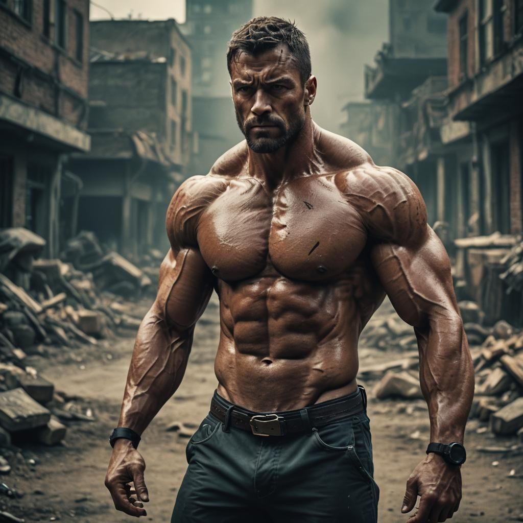 Dramatic Cinematic Portrait of a Muscular Man