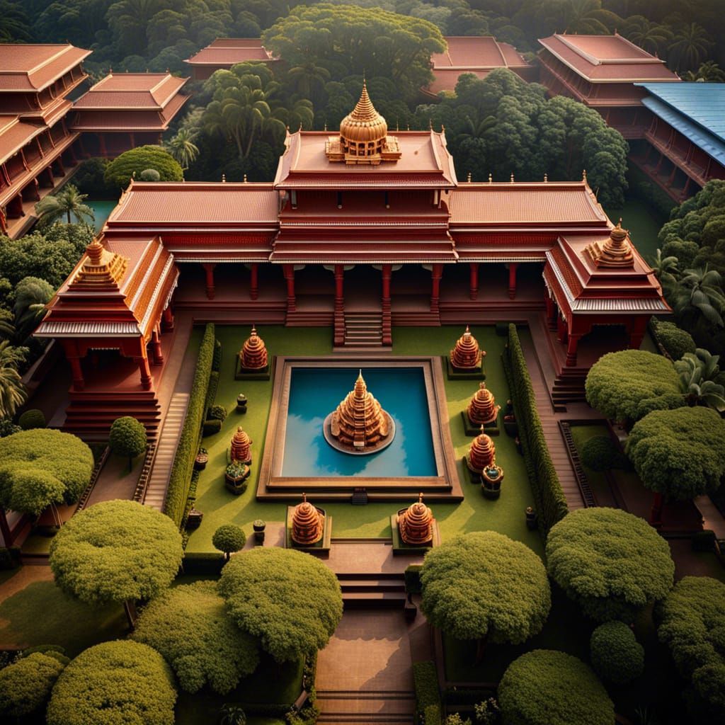 Hindu Sleeping God Idol in Nagara-Style Courtyard