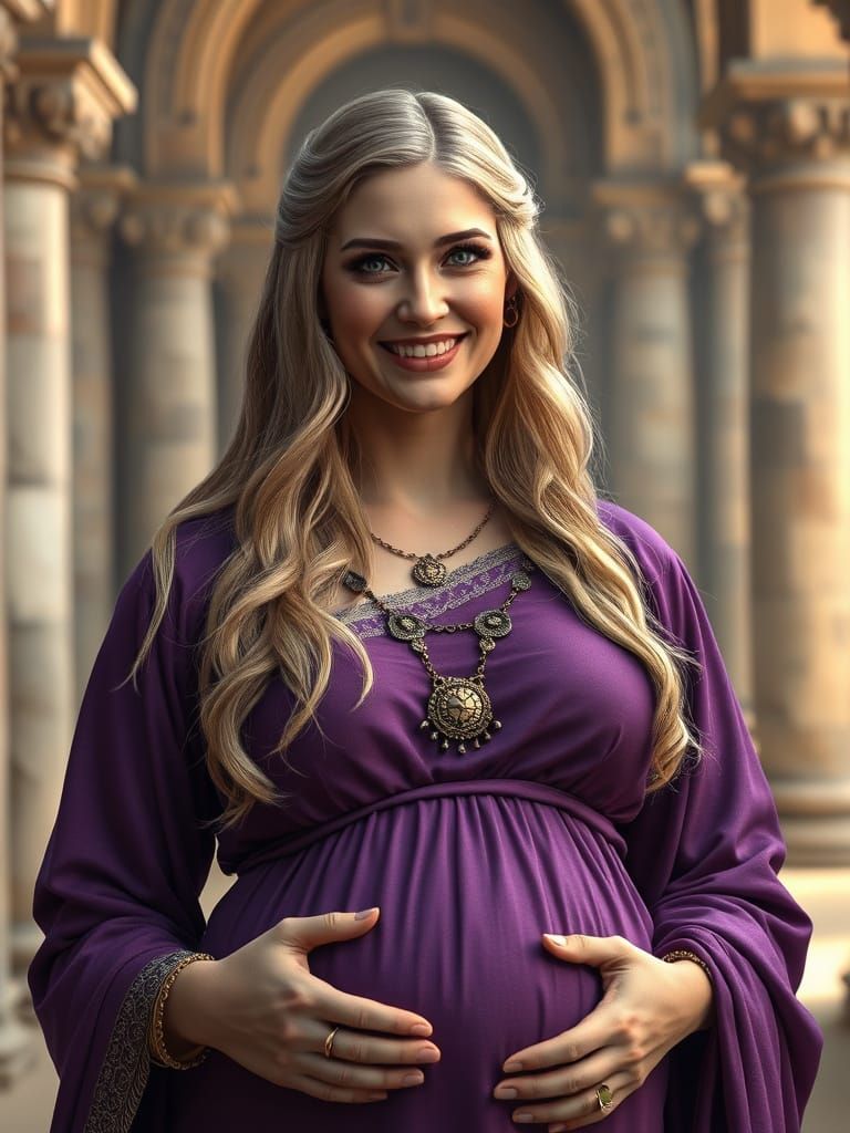 Ancient Roman Goddess in Purple Regalia