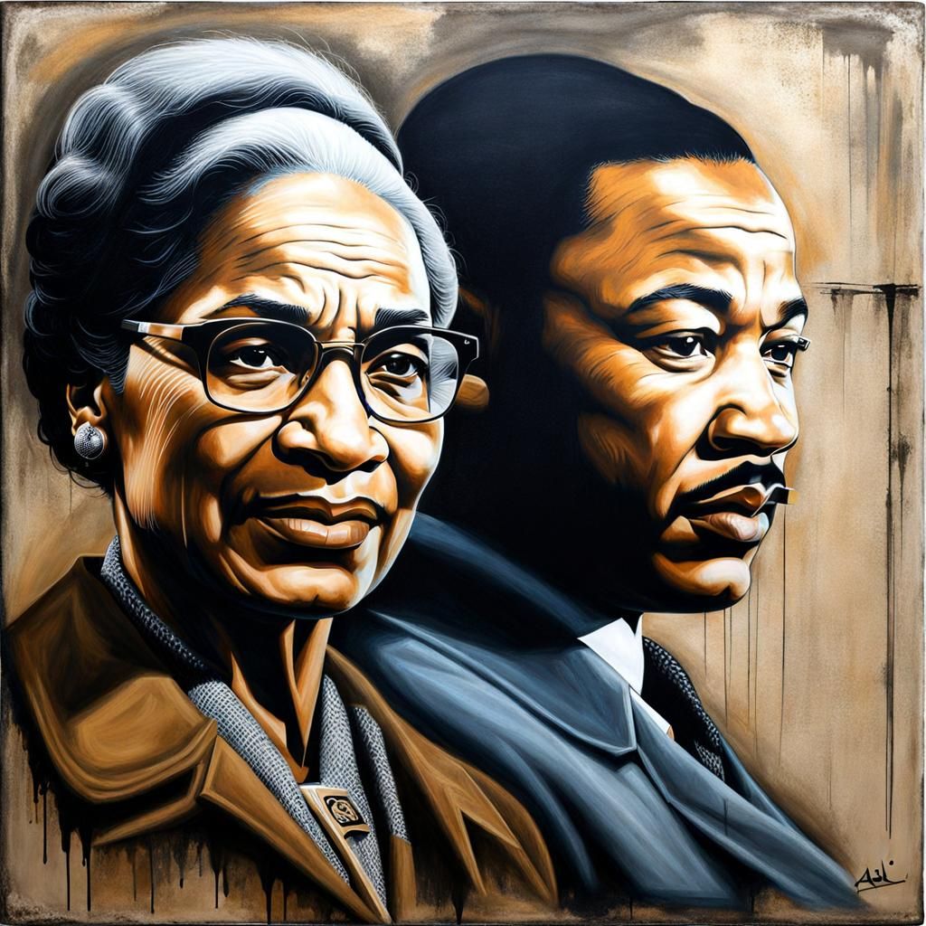 Emotional Chalk Double Exposure of Two Visionaries