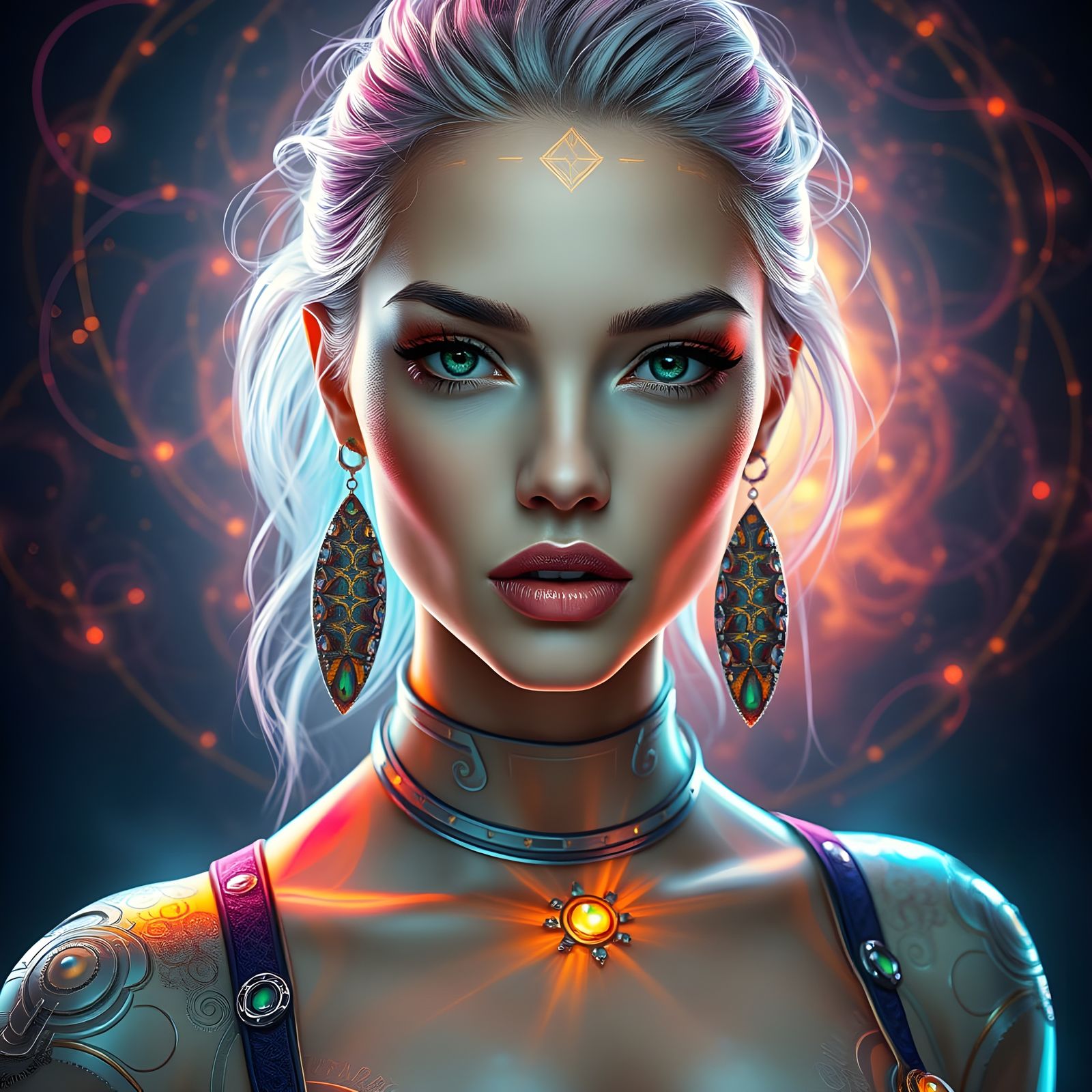 Ethereal Beauty in Cyberpunk Style