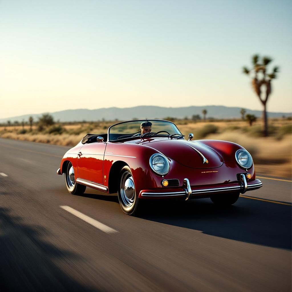 1959 Porsche Boxster Speeding Through Bakersfield