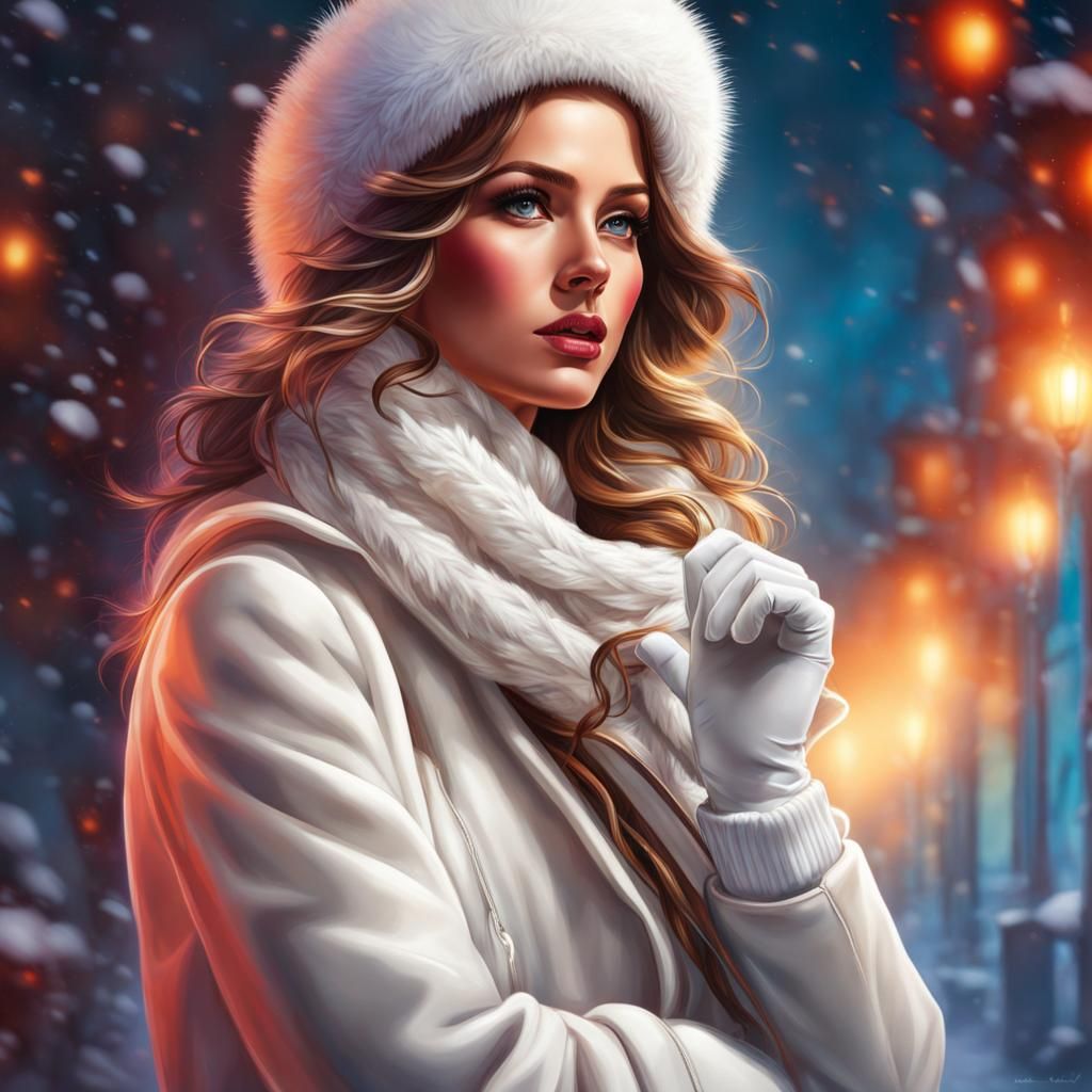 Pretty Woman in Winter Outfit Splash Art