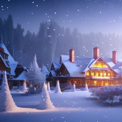 Winter Hotel in a Detailed Matte Painting