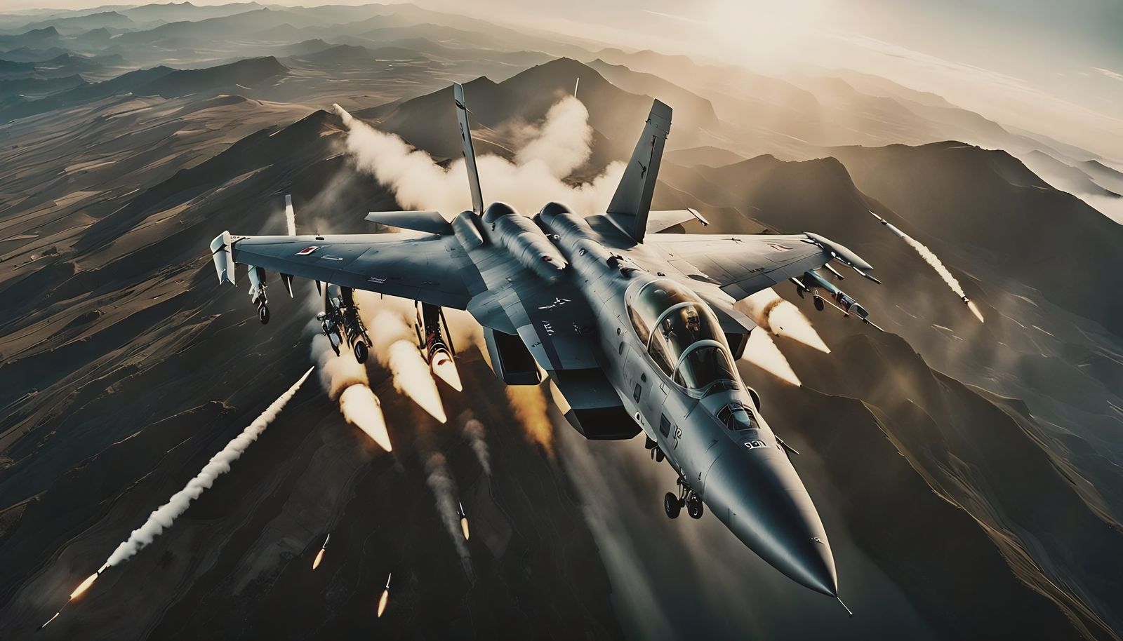Epic Fighter Jet Action Scene in Golden Hour