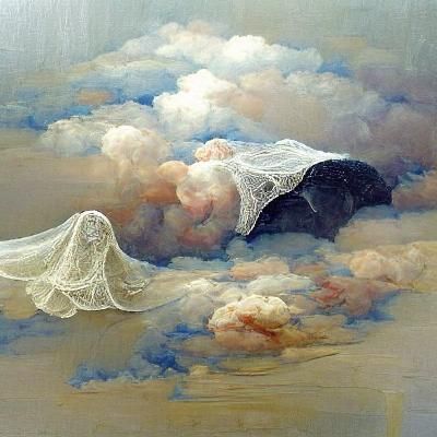 Ethereal Veil, Cloud, and Lace Oil Painting