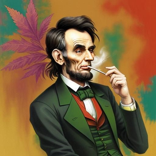 Abraham Lincoln Smoking Joint in Abstract Reggae Art