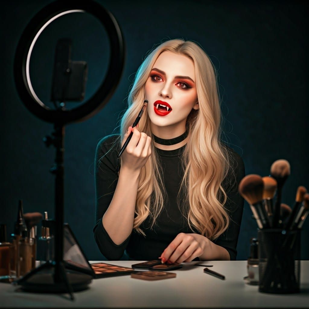 Ethereal Vampire Influencer Applies Sun-Kissed Glow Makeup i...