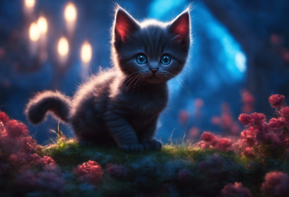 Hyperrealistic Demonic Kitten with Intricate Details